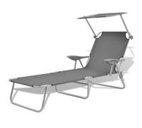 vidaXL Chaise longue avec auvent Acier Gris 42934