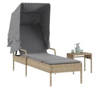 vidaXL Chaise longue avec auvent - Beige