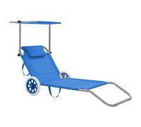 vidaXL Chaise longue avec Auvent - Bleu