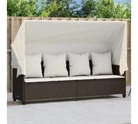 vidaXL Chaise Longue avec Auvent et Coussins, Siège avec Dossier, Transat avec Housse Jardin Terrasse Patio, Moderne, Marron 368354 Marron G