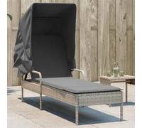 vidaXL Bain de soleil avec toit gris clair Poly rotin
