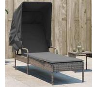 vidaXL Bain de soleil avec toit Gris Poly rotin