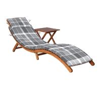 vidaXL Chaise longue avec coussin - Bois d'acacia