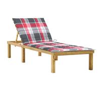vidaXL Chaise longue avec coussin carreaux rouge