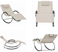 vidaXL Chaise longue avec coussin Crème Textilène - Chaise longue - Bains de soleil - Chaise longue de jardin - Chaise longue de relaxation