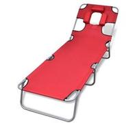 vidaXL Chaise longue avec coussin de tête Acier enduit de poudre Rouge Rouge G
