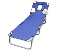 vidaXL Chaise longue avec coussin de tête - Bleu