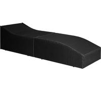 vidaXL Chaise longue avec coussin en poly rotin noir