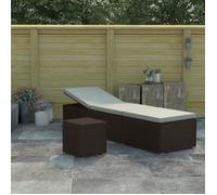 vidaXL Chaise longue en poly rotin avec support et table à thé - brun