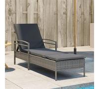 vidaXL Chaise longue avec coussin gris 63x200x81 cm résine tressée, lit de bronzage, chaise longue inclinable, lit de jour 368301 Gris G