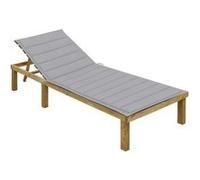 vidaXL Bain de soleil avec support gris Bois de pin imprégné