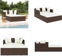 vidaXL Chaise longue avec coussin Marron 182x118x63 cm Poly Rotin - Chaise longue - Bains de soleil - Chaise longue de jardin - Chaise longue de jardin