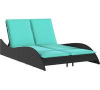 vidaXL Chaise longue avec coussin Noir 114x205x73 cm Poly rotin
