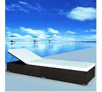 vidaXL Chaise longue avec support Poly rotin brun