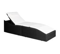 vidaXL Chaise longue avec coussin en poly rotin noir
