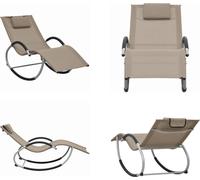 vidaXL Chaise longue avec coussin Taupe Textilene - Chaise longue - Bains de soleil - Chaise longue de jardin - Chaise longue de relaxation