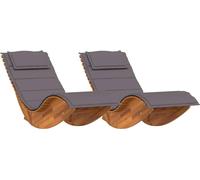 vidaXL Chaise longue avec coussins 2 personnes 2 pièces Marron Bois massif Acacia
