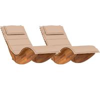 vidaXL Chaise longue avec coussins 2 personnes 2 pièces Marron Bois massif Acacia