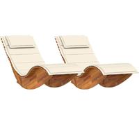 vidaXL Chaise longue avec coussins 2 personnes 2 pièces Marron Bois massif Acacia