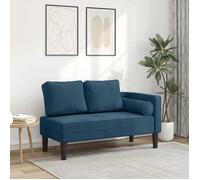 vidaXL Chaise longue avec coussins en velours bleu Bleu G