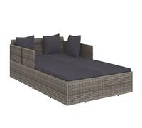 vidaXL Chaise longue avec coussins Gris 182x118x63 cm Poly rotin