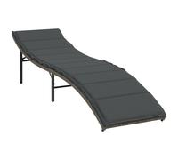 vidaXL Chaise longue avec coussins 55x199x50 cm poly rotin inclinable Gris