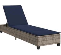 vidaXL Chaise longue avec coussins Gris 55x200x25,5cm Poly rotin