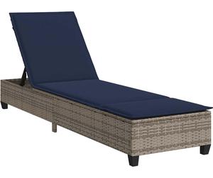 vidaXL Chaise longue avec coussins Gris 55x200x25,5cm Poly rotin