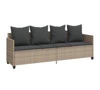 vidaXL Chaise longue avec coussins gris clair Poly rotin