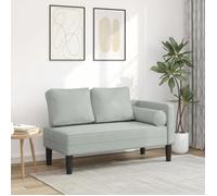 Chaise longue avec coussins gris clair velours Gris G