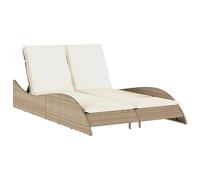 vidaXL Chaise longue avec coussins, polyrotin beige 114x205x73 cm, dossier réglable