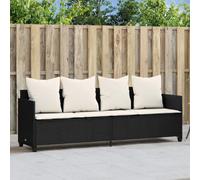 VidaXL Chaise Longue avec Coussins - Résine Tressée - Noir