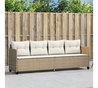 vidaXL Chaise longue avec coussins et dossier Poly Rattan Beige