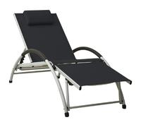 vidaXL Chaise longue avec coussin Textilène noir