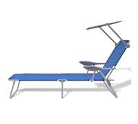 vidaXL Chaise longue avec protection solaire Acier bleu