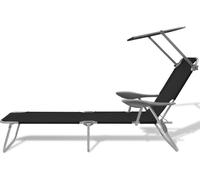 vidaXL Chaise longue avec protection solaire Acier noir