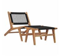vidaXL Bain de soleil en teck massif avec repose-pieds et corde