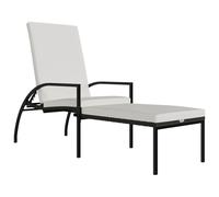 vidaXL Chaise longue avec repose-pieds en rotin PE marron