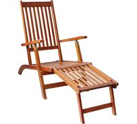 vidaXL Chaise longue d'extérieur avec repose-pieds, support en bois massif d'acacia et coussin