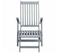 vidaXL Chaise longue avec repose-pieds Gris Bois massif Acacia