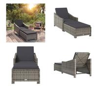vidaXL Chaise longue avec revêtement gris foncé Poly Rattan Gris - Chaise longue - Bains de soleil - Chaise longue de jardin