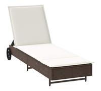 vidaXL Chaise longue avec roulettes et support Marron Poly rotin