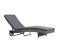 vidaXL Chaise longue avec roulettes et support Poly-Rotin Anthracite