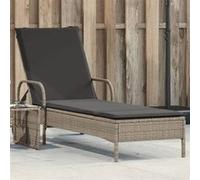 vidaXL Chaise longue avec roues et coussins gris clair résine tressée, lit de bronzage, chaise longue inclinable, lit de 368313 Gris G