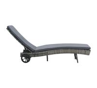 vidaXL Chaise longue Poly-Rotin avec roulettes et coussin Anthracite