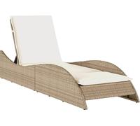 vidaXL Chaise longue avec support Beige 60x205x73 cm Poly rotin
