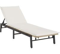 vidaXL Chaise longue avec support Beige Poly Rattan