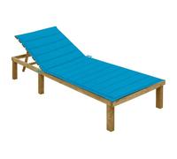 vidaXL Chaise longue avec support bleu Bois de pin imprégné