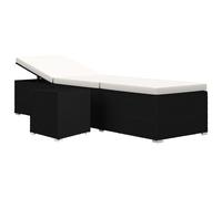 vidaXL Chaise longue avec support et table de thé en poly rotin blanc crème