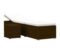 vidaXL Chaise longue avec support et table de thé Poly rotin brun
